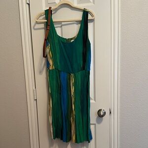 Calvin Klein Green and Blue Sleeveless Dress w/belt
